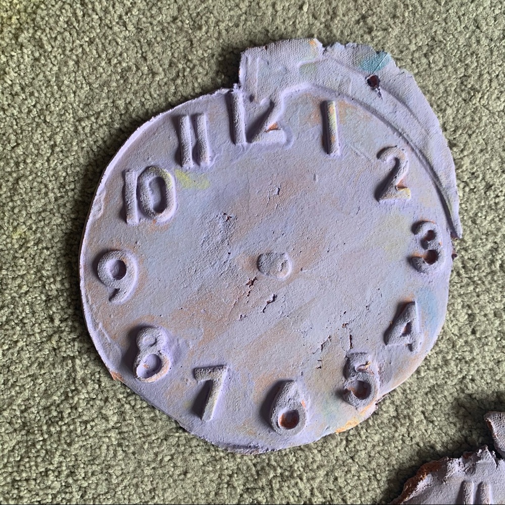 Purple Terracotta Clay Distressed Clock - Picture 2 of 4